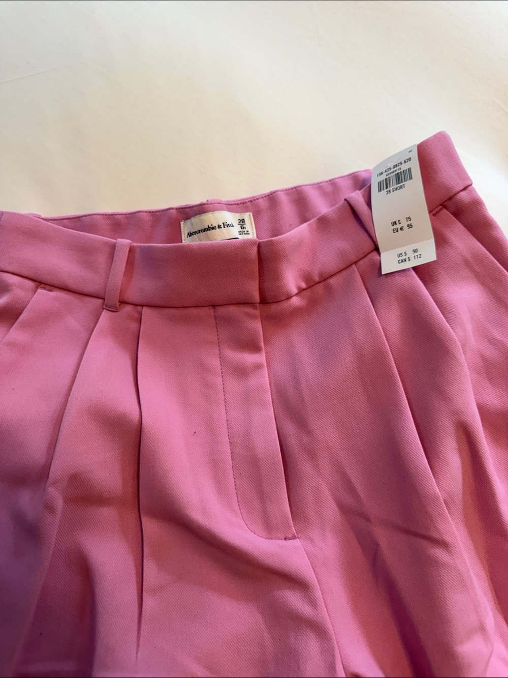 Abercrombie & Fitch Rose Pink Pleated High-Waist Trousers